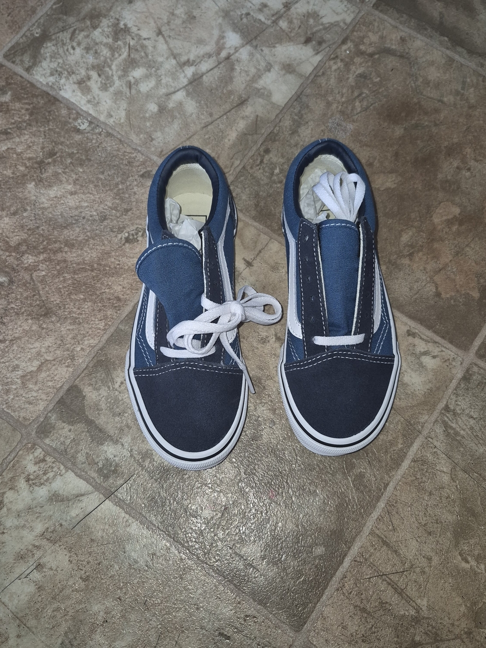 Vans Kids Navy and White Canvas Low-Top Sneakers
